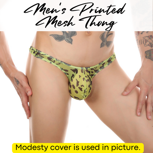 Men's Thong : Printed Mesh Large Pouch Underwear (Clever Menmode CMF145)