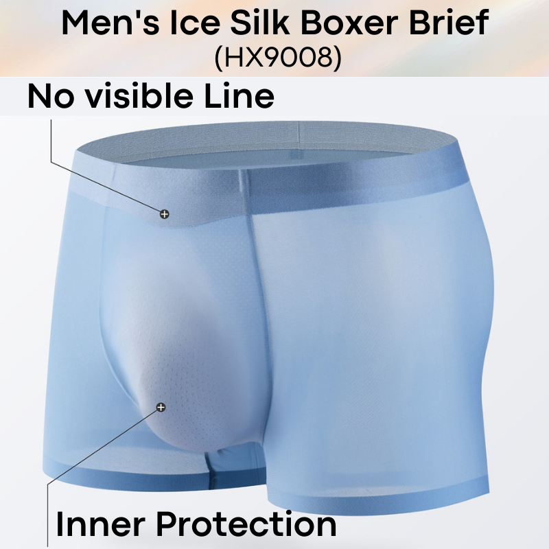 Men's Boxer : Ice Silk with Extra Inner Pouch Lining Underwear (HX9008)