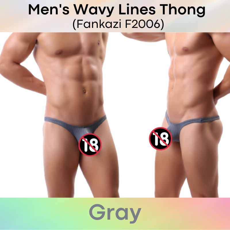 Men's Thong : Wavy Line Super Low Waist Protruding Pouch Underwear (Fankazi F2006)