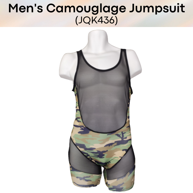 Men's Bodysuit : Boxer Style Camouflage (JQK436)