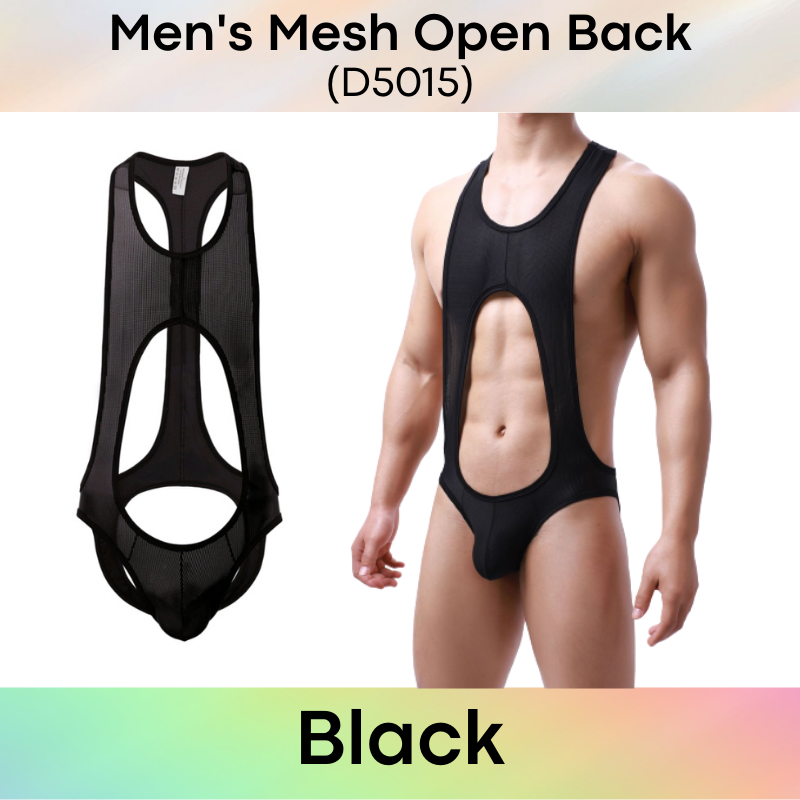 Men's Bodysuit : Mesh Open Back with Exposed Stomach (D5015)