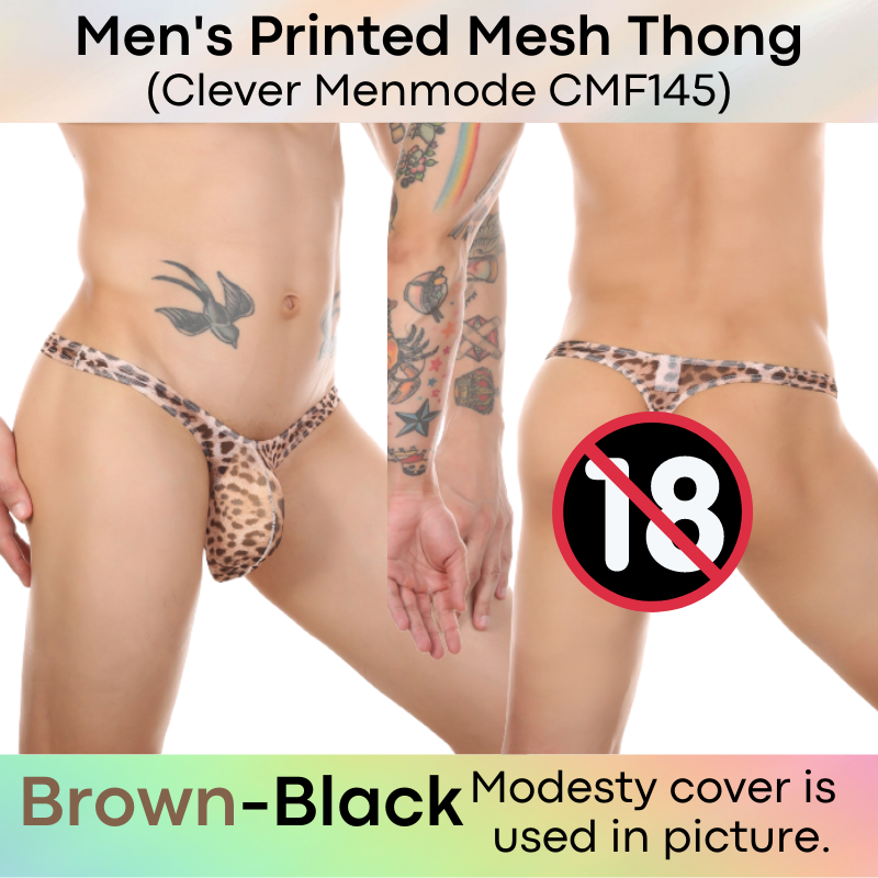 Men's Thong : Printed Mesh Large Pouch Underwear (Clever Menmode CMF145)