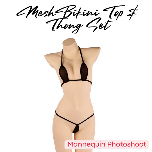 Underwear : Mesh Bikini Top & Thong Set (YZM3853)