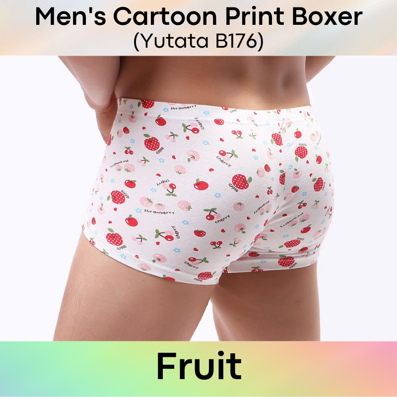 Men's Boxer : Cartoon Print Cotton Boxer Underwear (Yutata B176)