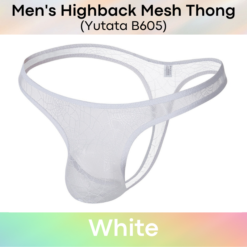 Men's Thong : High Back Spider Web Mesh Underwear (Yutata B605)