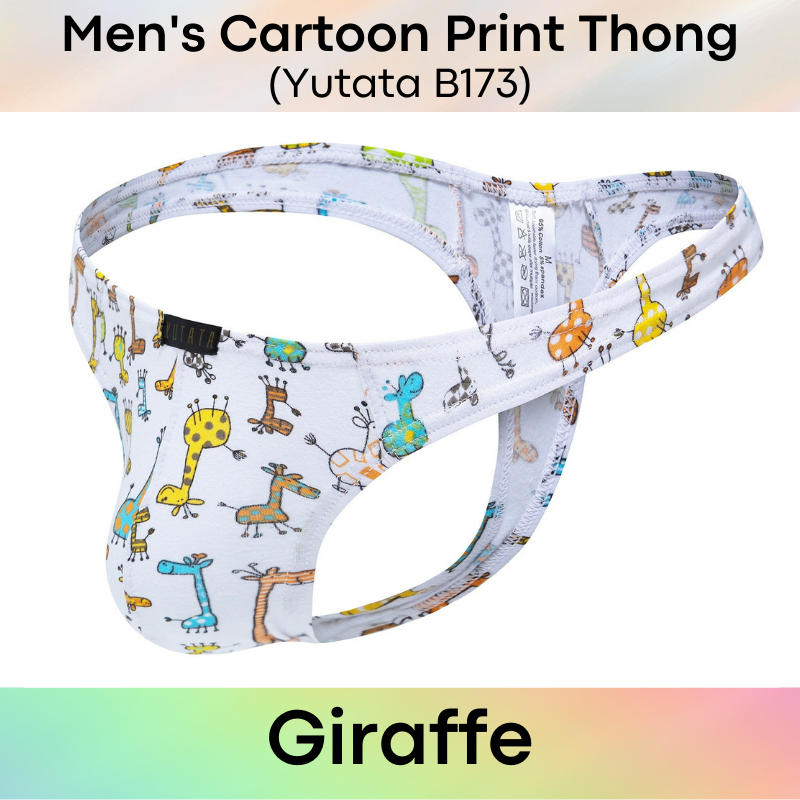 Men's Thong : Cartoon Print Cotton Underwear (Yutata B173)