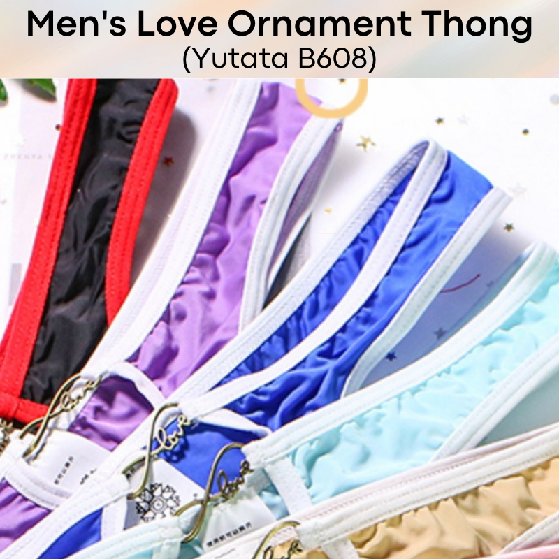 Men's Thong : Love Ornament Ice Silk Underwear (Yutata B608)