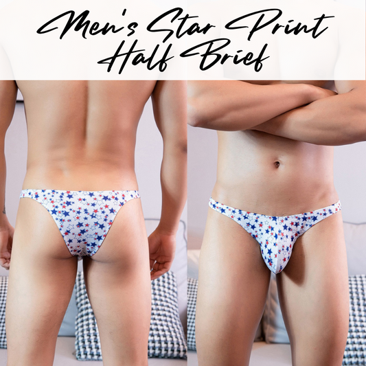 Men's Brief : Star Print Half Bikini Underwear (Yutata B806)