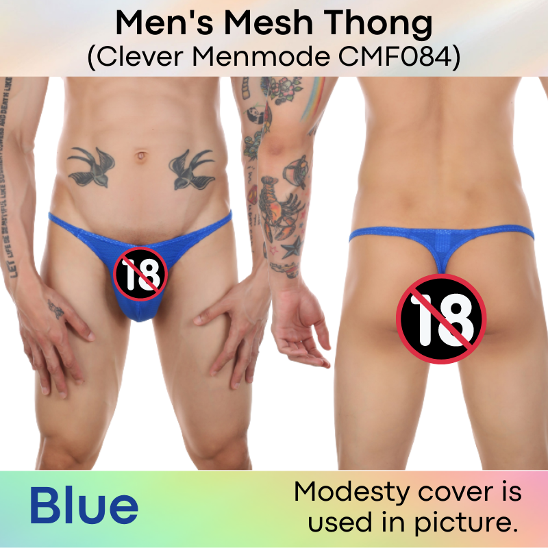 Men's Thong : Textured Mesh Large Pouch Underwear (Clever Menmode CMF084)