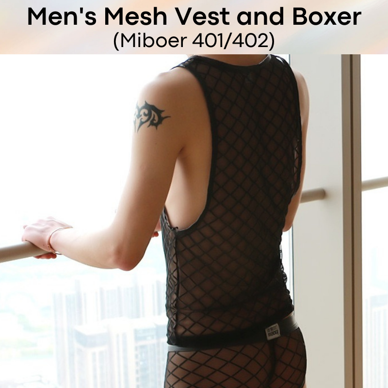 Men's Tee / Boxer : Mesh Vest Tee and Boxer Set Underwear (Miboer 401&402)