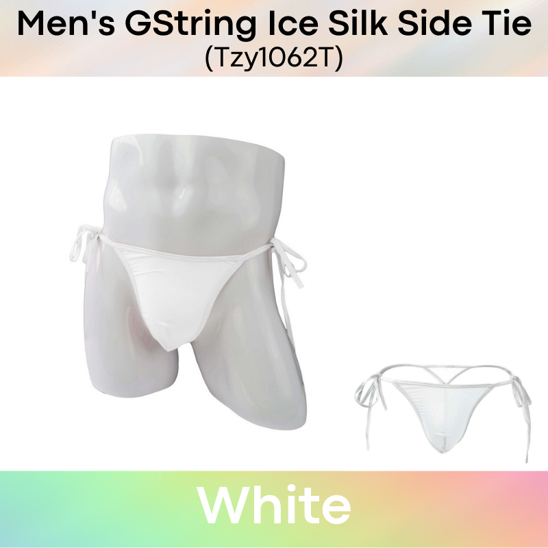 Men's GString : Side Ribbon Tie Ice Silk Underwear (Tzy1062T)