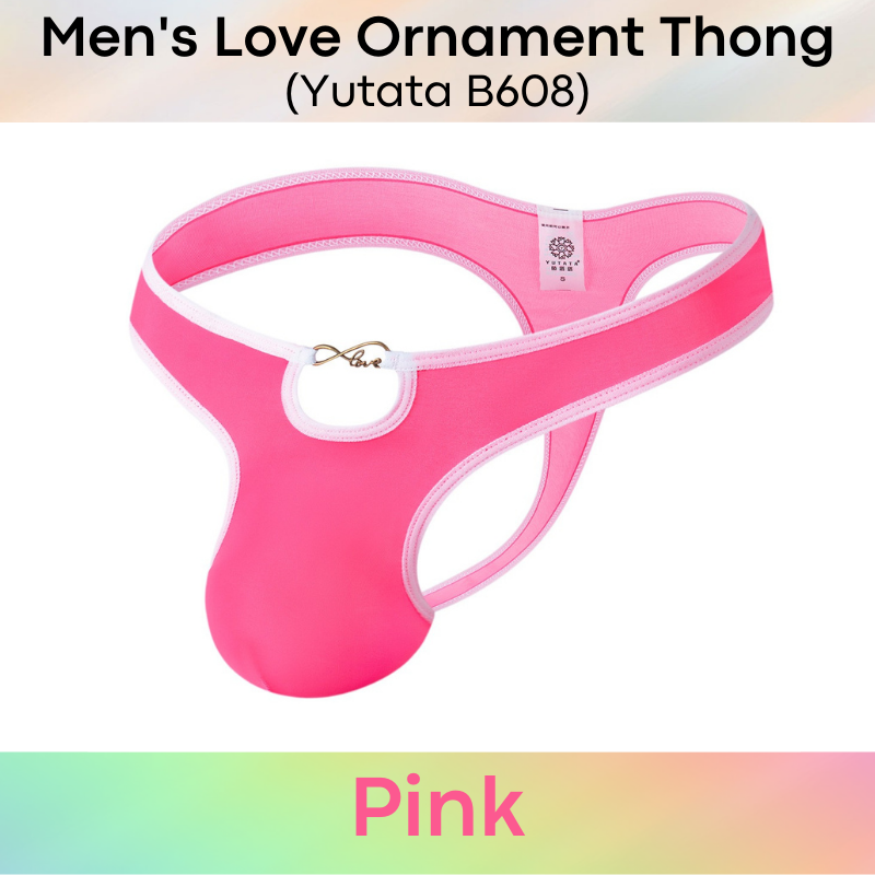 Men's Thong : Love Ornament Ice Silk Underwear (Yutata B608)