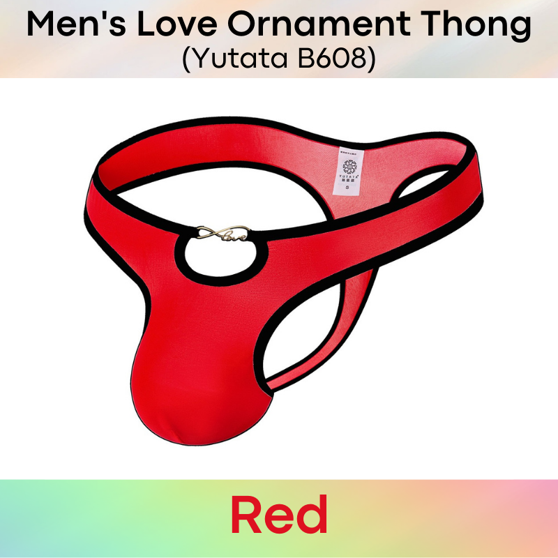 Men's Thong : Love Ornament Ice Silk Underwear (Yutata B608)