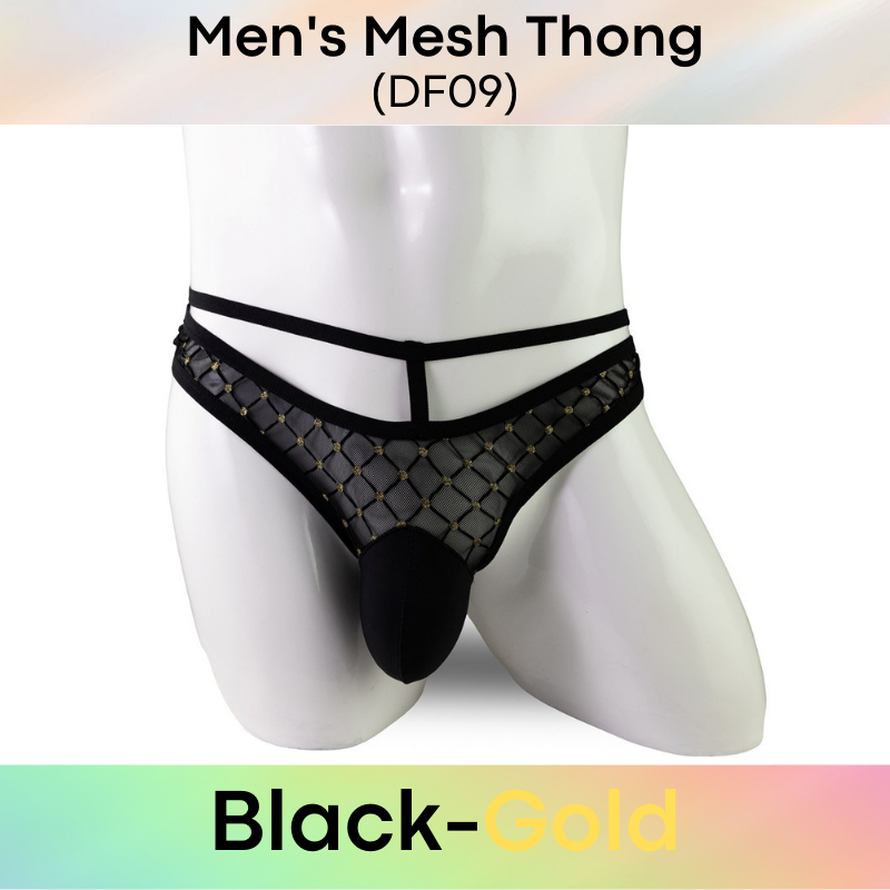 Men's Thong : Mesh Thong with Extra Hip Band Underwear (DF09)