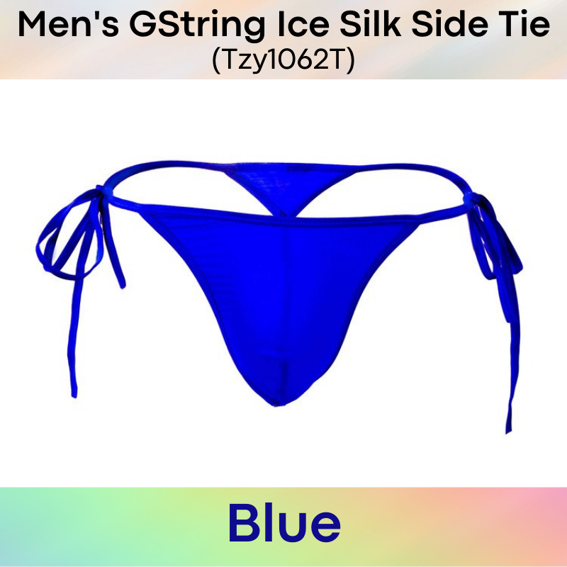 Men's GString : Side Ribbon Tie Ice Silk Underwear (Tzy1062T)