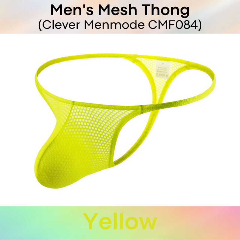 Men's Thong : Textured Mesh Large Pouch Underwear (Clever Menmode CMF084)