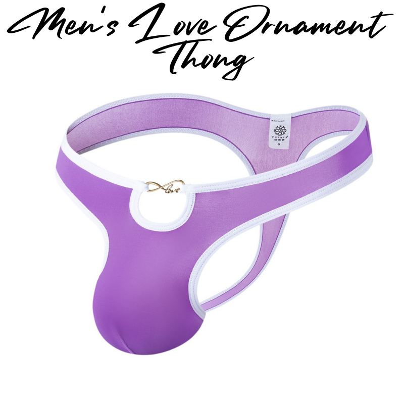 Men's Thong : Love Ornament Ice Silk Underwear (Yutata B608)