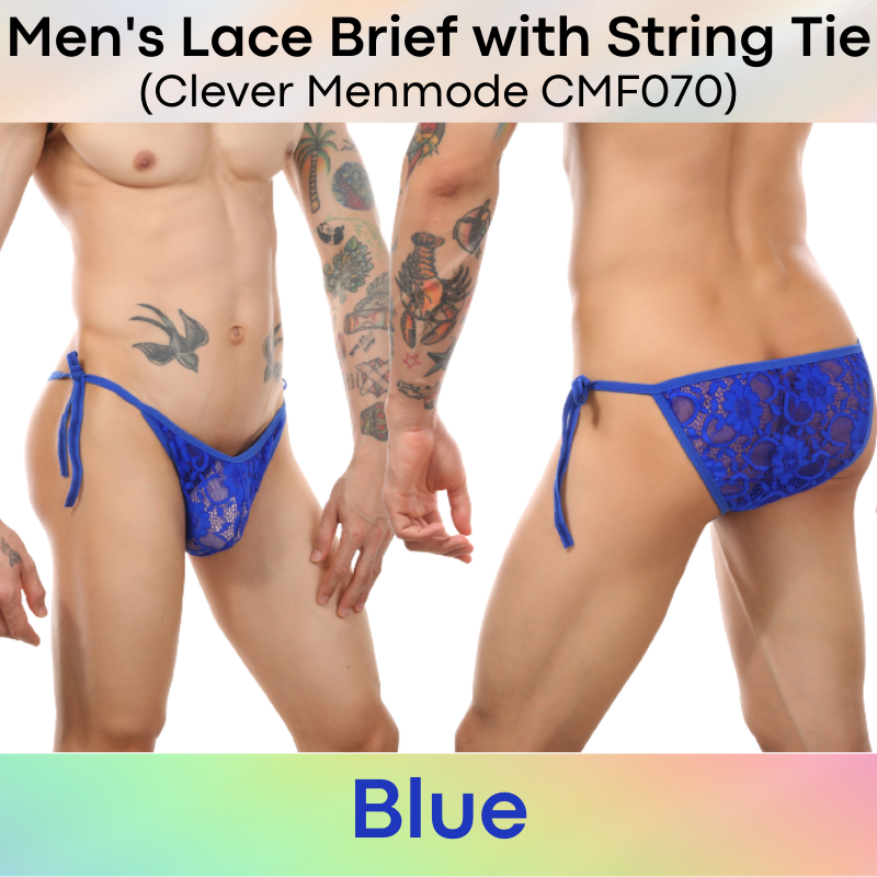 Men's Brief : Lace Bikini with String Tie Underwear (Clever Menmode CMF070)