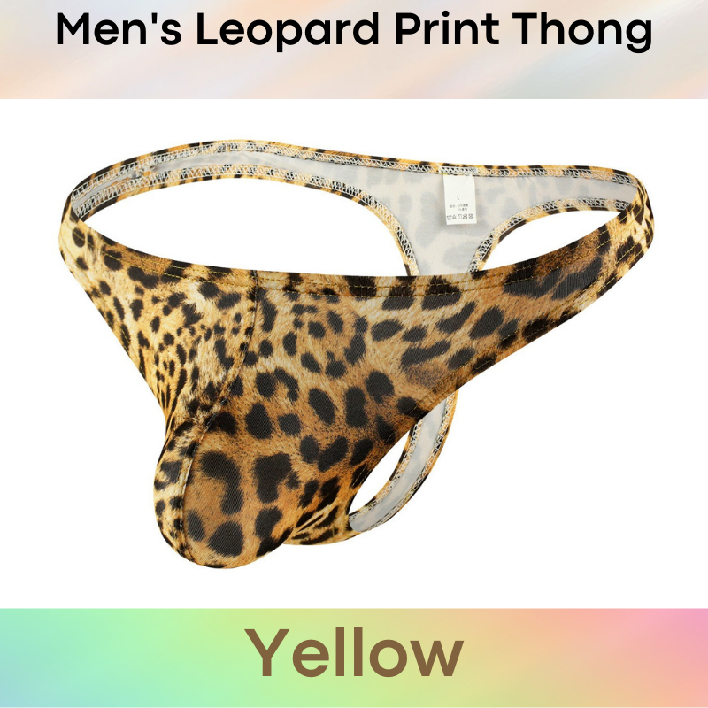 Men's Thong : Leopard Print High Hip Underwear (Kaixuan KX032)