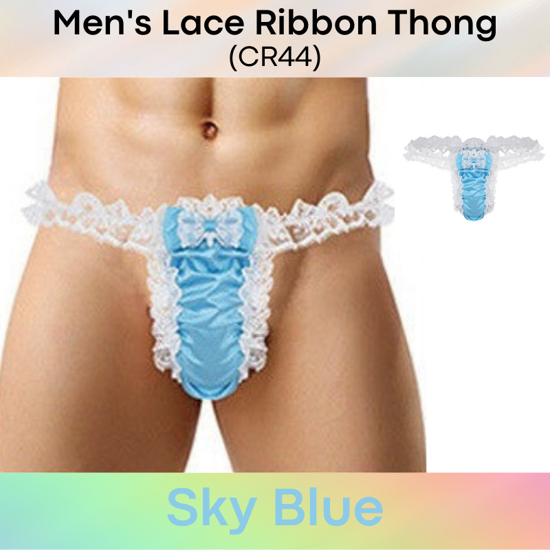 Men's Thong : Lace and Ribbon Underwear (CR44)