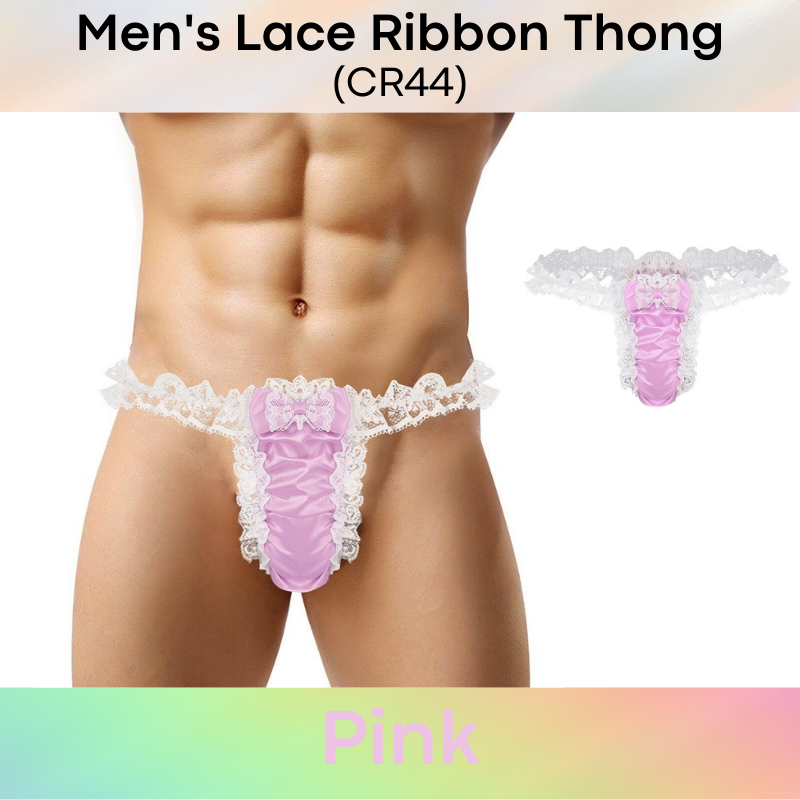 Men's Thong : Lace and Ribbon Underwear (CR44)