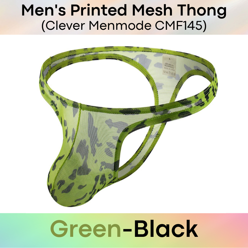 Men's Thong : Printed Mesh Large Pouch Underwear (Clever Menmode CMF145)