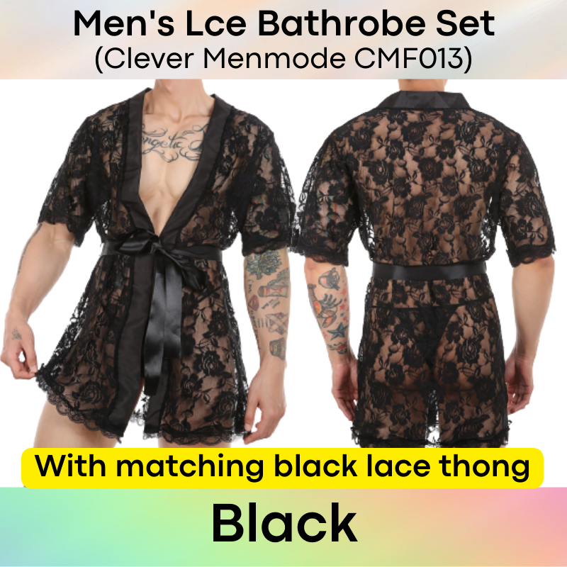 Men's Homewear : Lace Bathrobe and Thong Set (Clever Menmode CMF013)