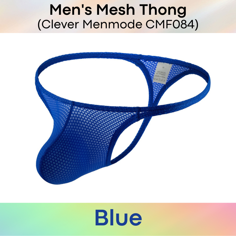 Men's Thong : Textured Mesh Large Pouch Underwear (Clever Menmode CMF084)