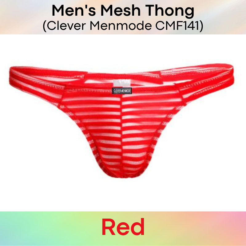 Men's Thong : Mesh Horizontal Stripe Underwear (Clever Menmode CMF141)