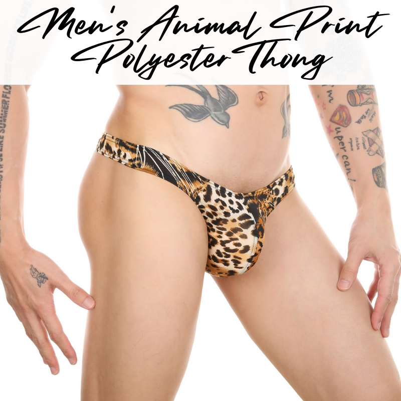 Men's Thong : Animal Print Low Waist Thong Underwear (CMF074)