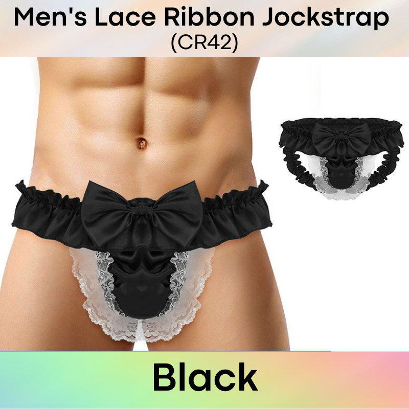 Men's Jockstrap : Lace and Ribbon Underwear (CR42)