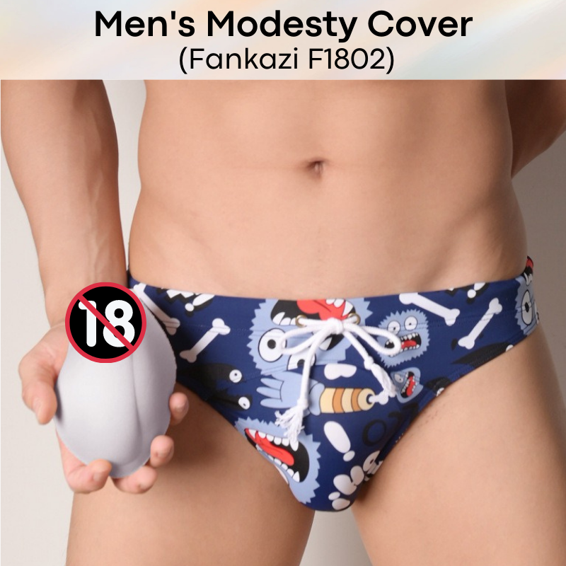 Men's Swimwear: Monster Print Bikini Brief Swim Trunks with Removable Modesty Padding (Fankazi F1802)