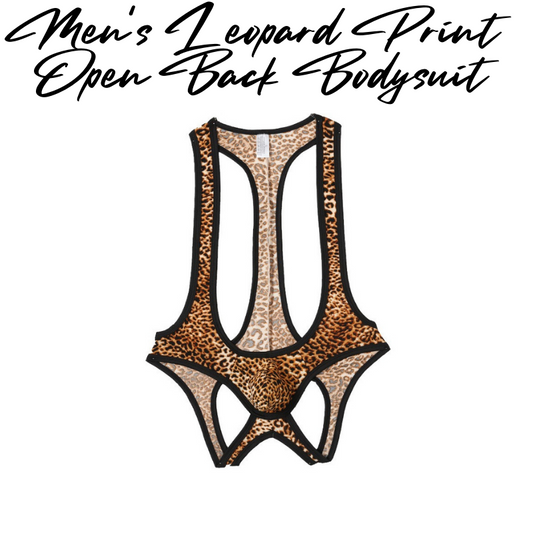 Men's Bodysuit : Leopard Print Open Back (B208)