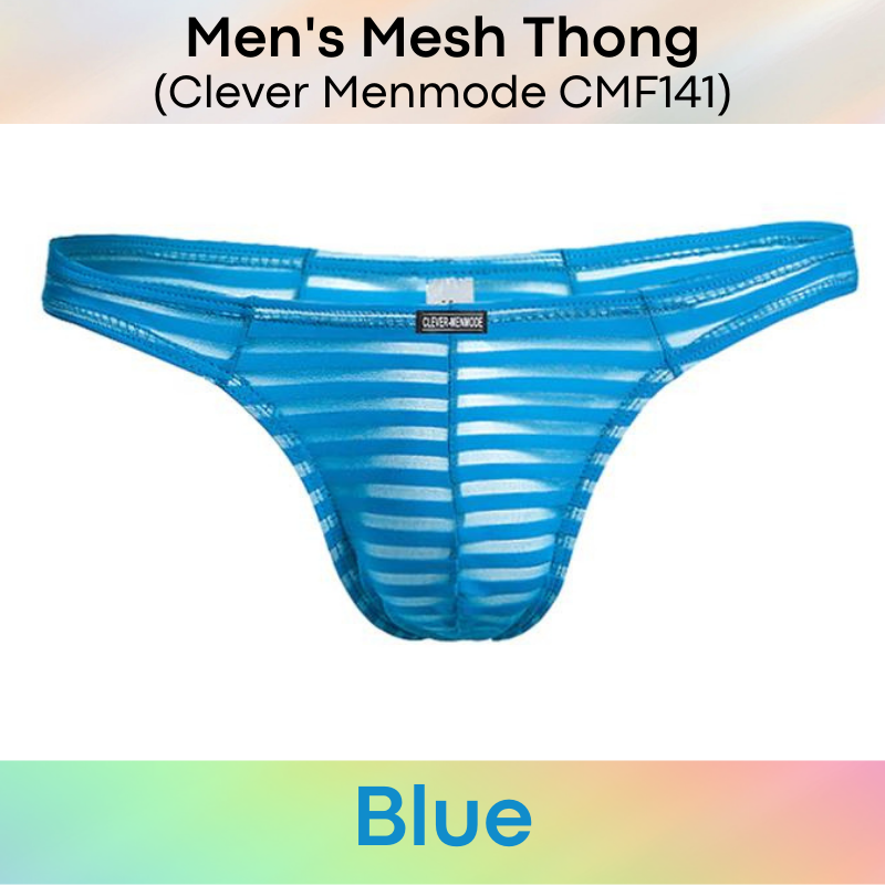 Men's Thong : Mesh Horizontal Stripe Underwear (Clever Menmode CMF141)