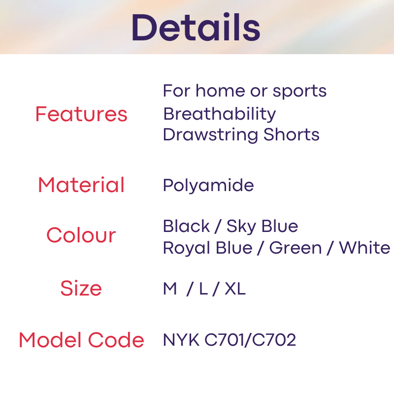 Men's Tee / Shorts Set: Homewear/Sportswear Singlet and Shorts Set (NYK C701/C702)