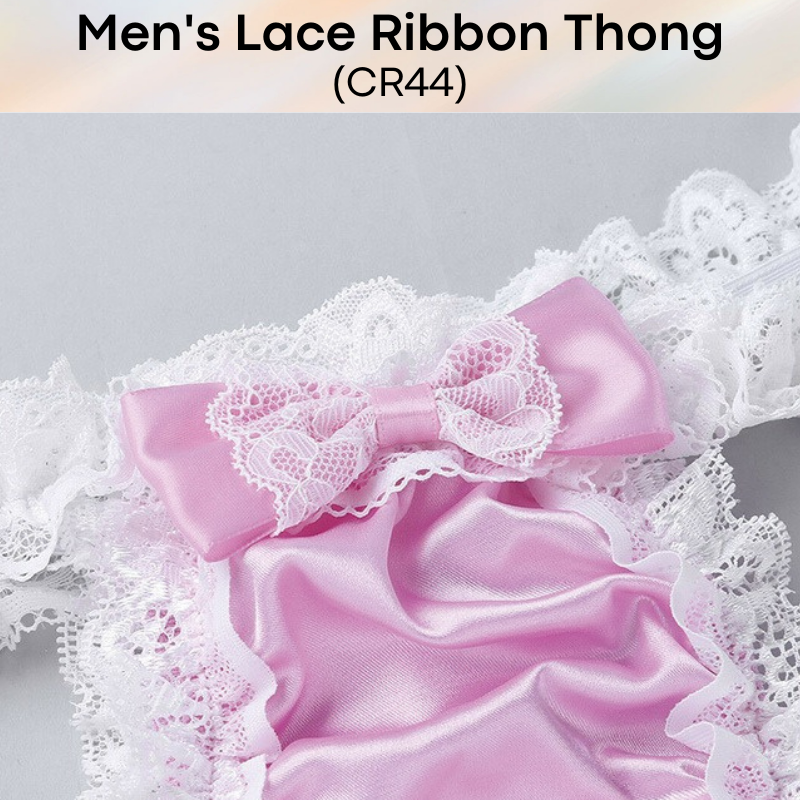 Men's Thong : Lace and Ribbon Underwear (CR44)