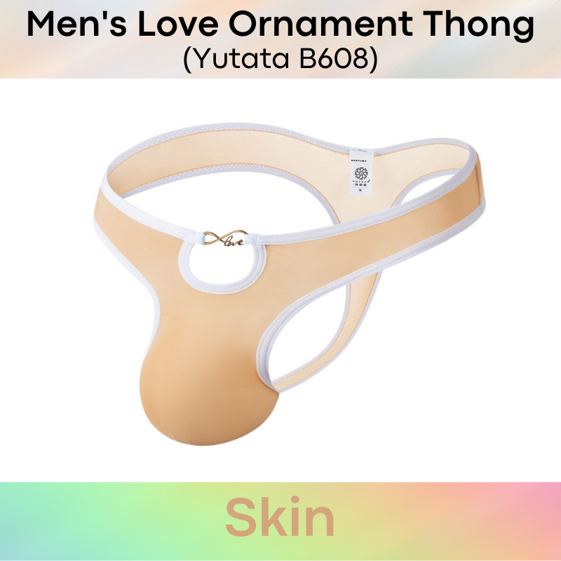 Men's Thong : Love Ornament Ice Silk Underwear (Yutata B608)