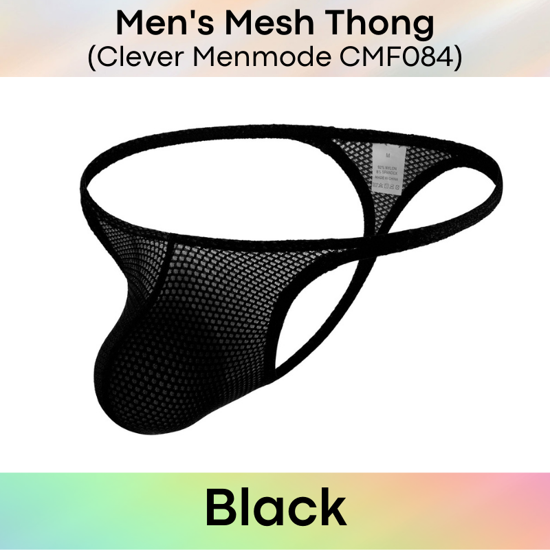 Men's Thong : Textured Mesh Large Pouch Underwear (Clever Menmode CMF084)