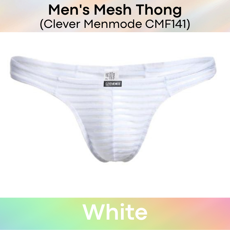 Men's Thong : Mesh Horizontal Stripe Underwear (Clever Menmode CMF141)