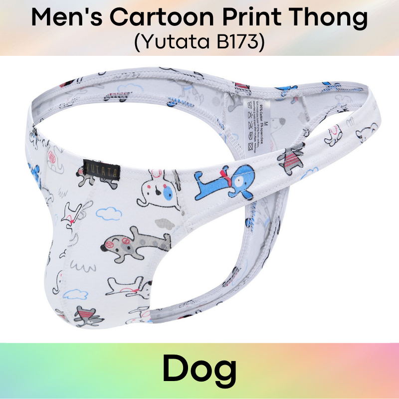 Men's Thong : Cartoon Print Cotton Underwear (Yutata B173)
