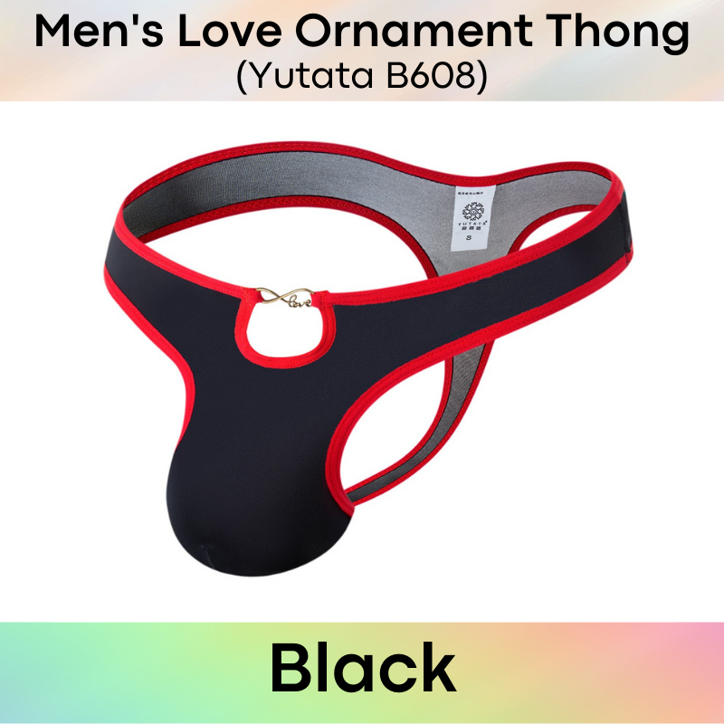 Men's Thong : Love Ornament Ice Silk Underwear (Yutata B608)