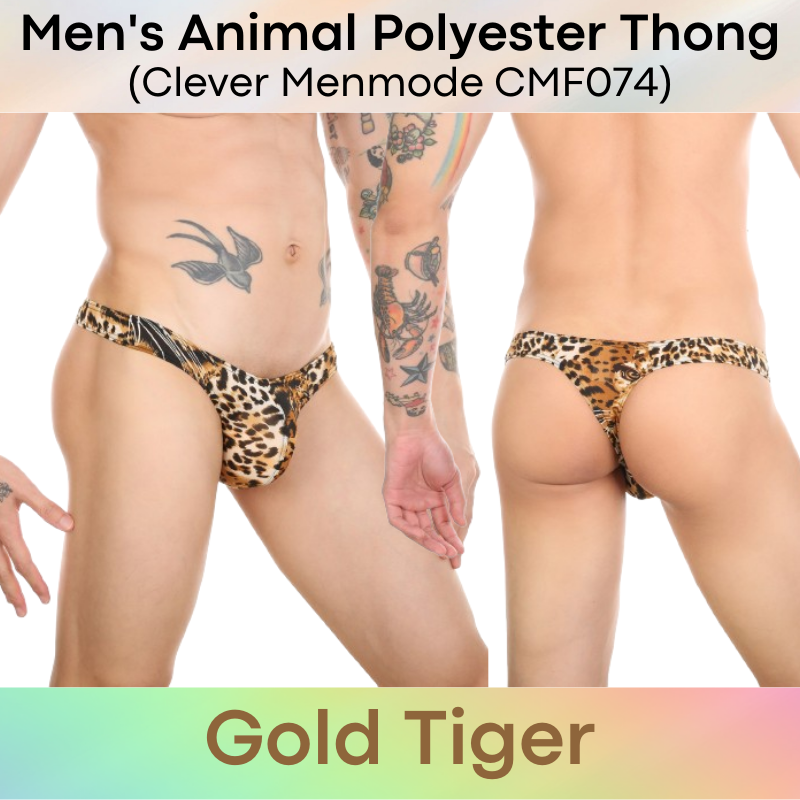 Men's Thong : Animal Print Low Waist Thong Underwear (CMF074)