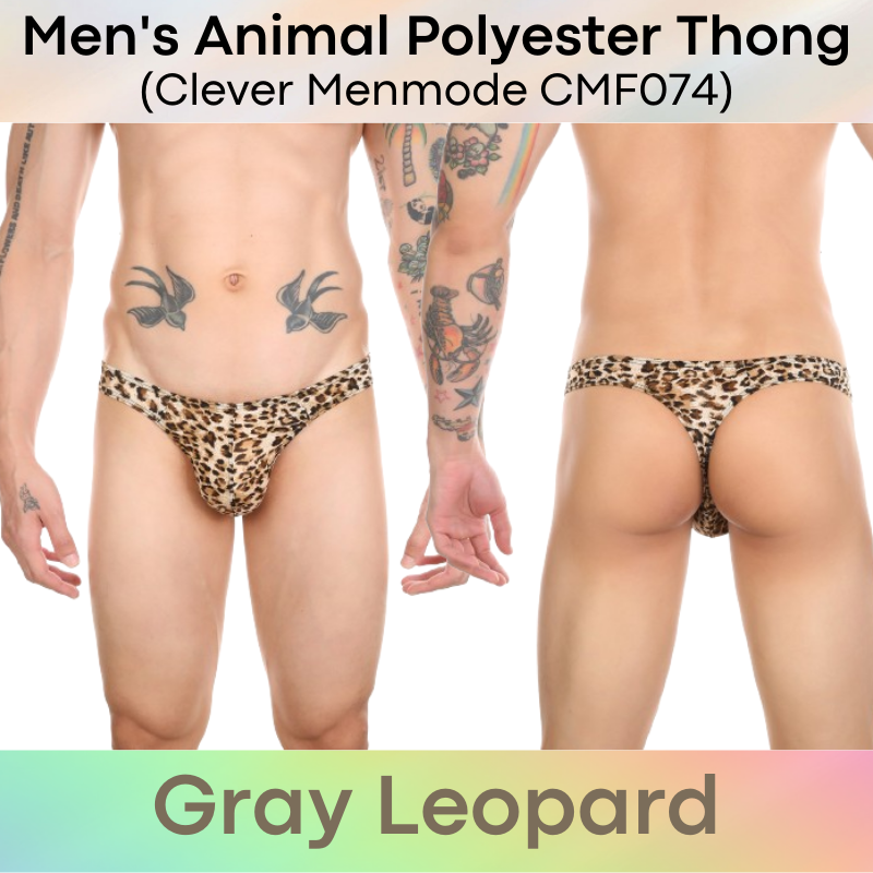 Men's Thong : Animal Print Low Waist Thong Underwear (CMF074)