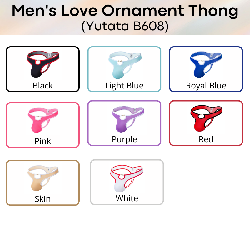 Men's Thong : Love Ornament Ice Silk Underwear (Yutata B608)