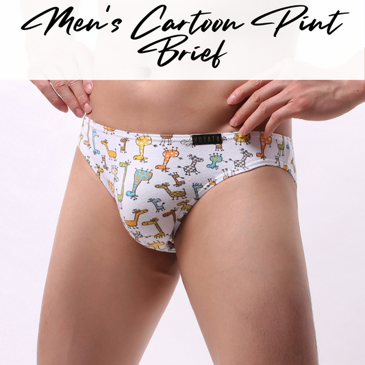 Men's Brief : Cartoon Print Cotton Underwear (Yutata B178)