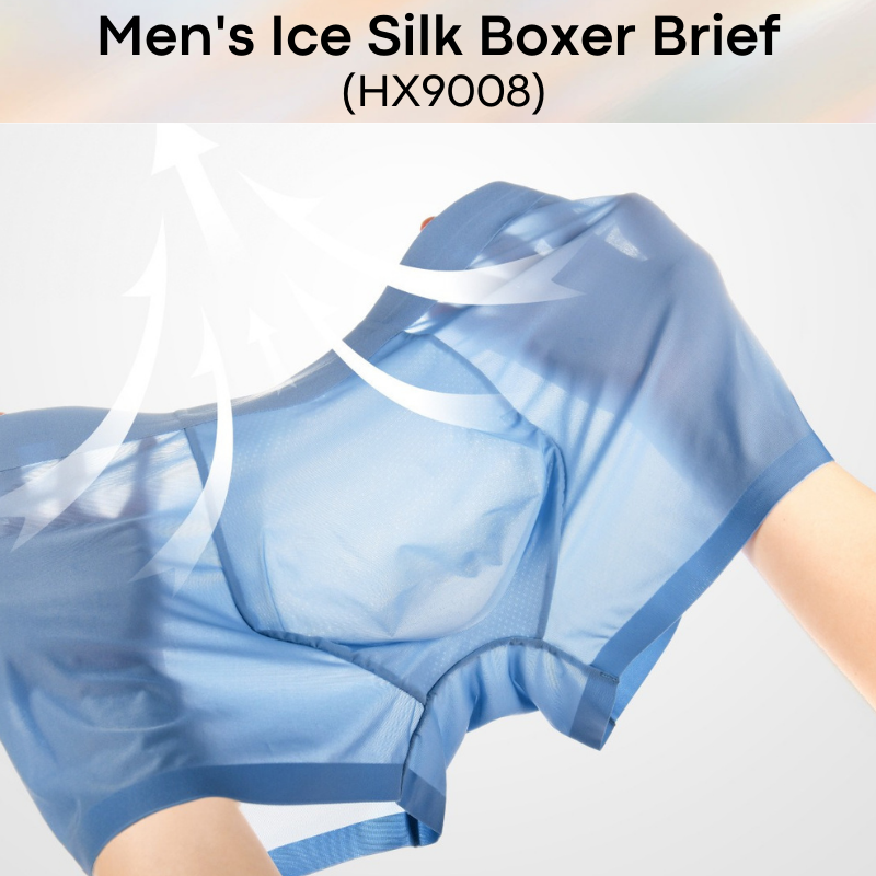 Men's Boxer : Ice Silk with Extra Inner Pouch Lining Underwear (HX9008)