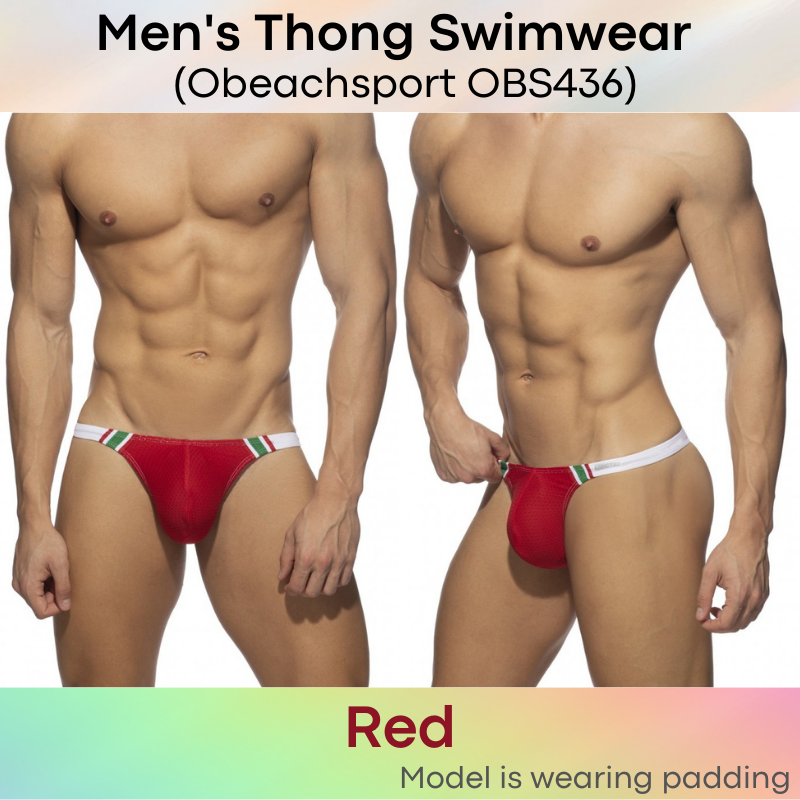 Men's Swimwear : Low Waist Polyester Swim Thong (Obeachsport OBS436)