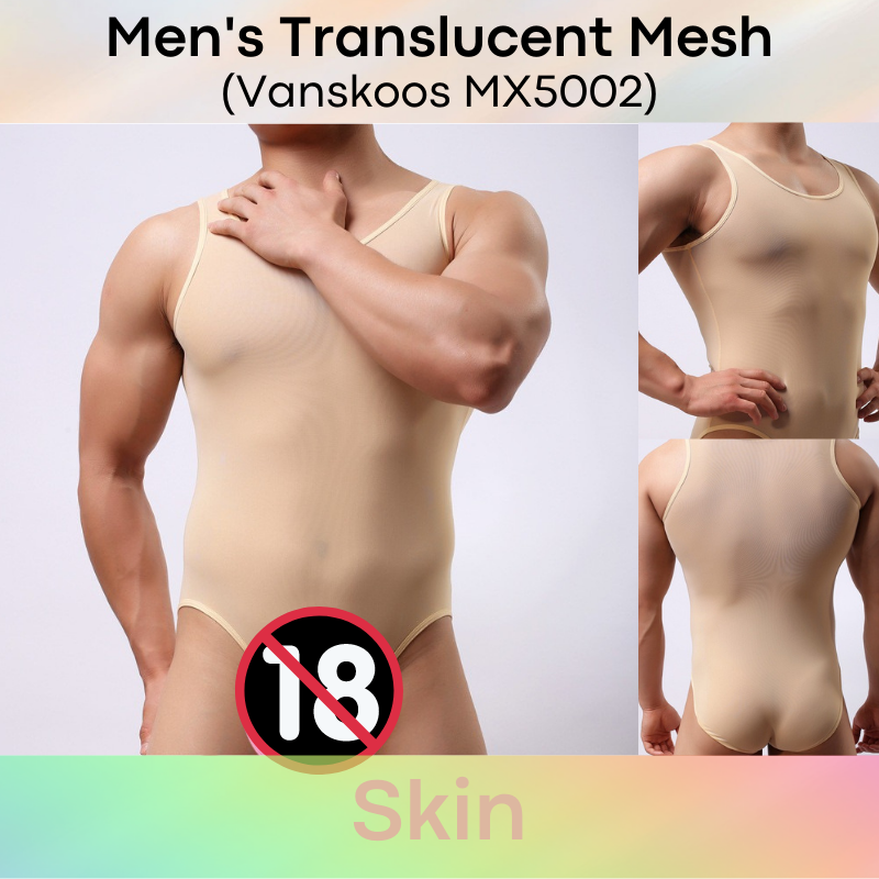 Men's Bodysuit : Translucent Mesh Brief (Vanskoos MX5002)