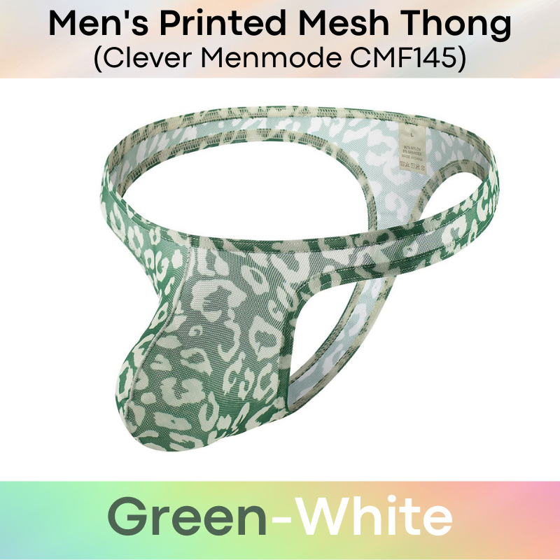 Men's Thong : Printed Mesh Large Pouch Underwear (Clever Menmode CMF145)