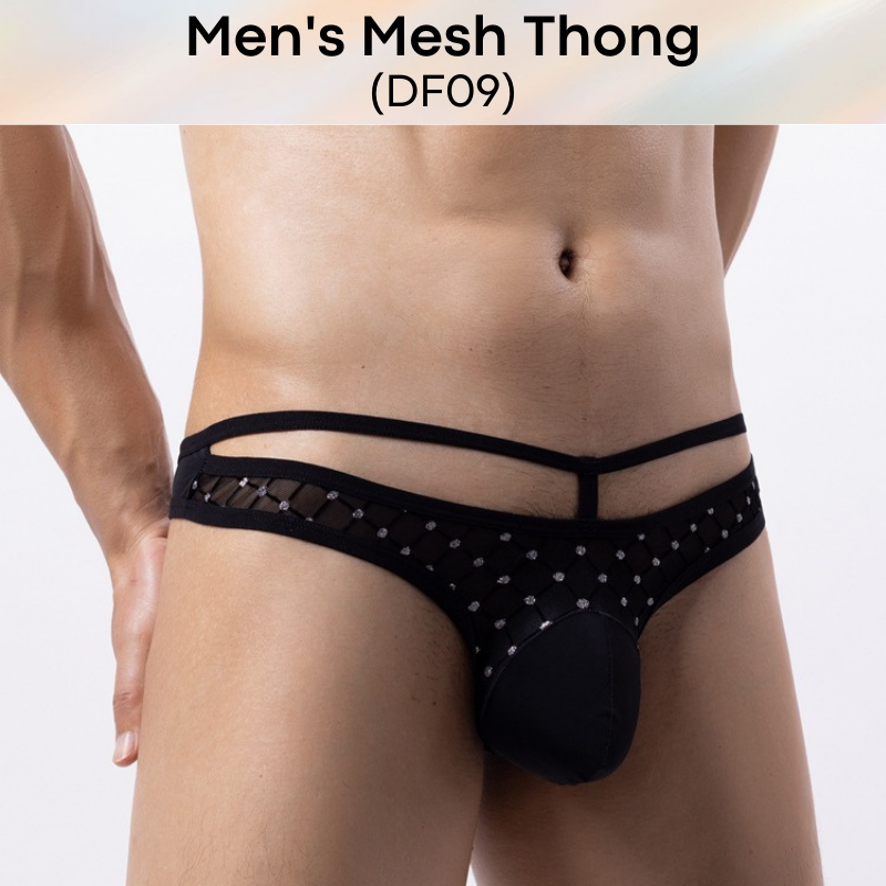 Men's Thong : Mesh Thong with Extra Hip Band Underwear (DF09)